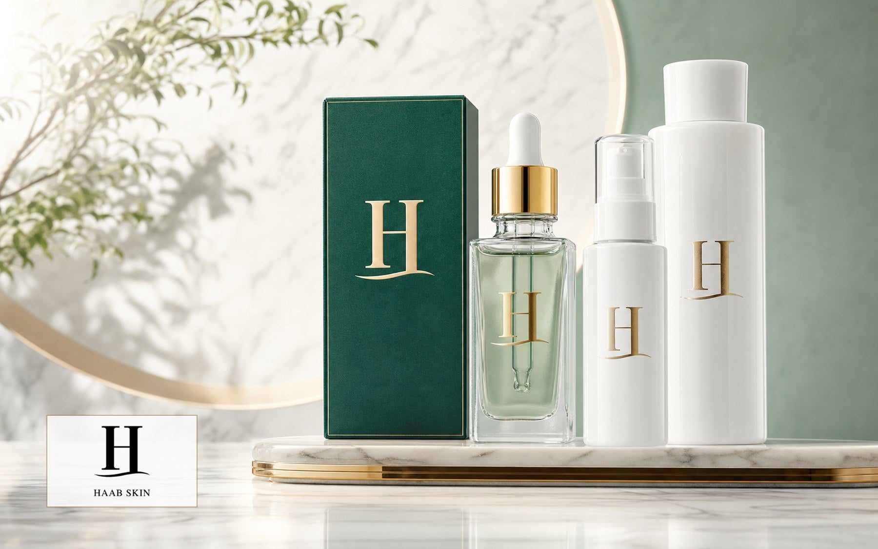 HAAB SKIN exosome serum and skincare product collection